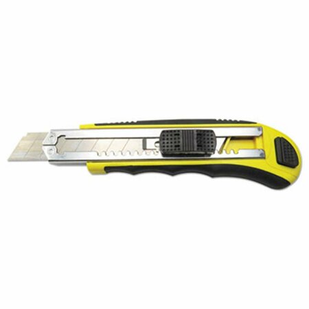 PINPOINT Straight-Edged Rubber-Gripped Retractable Snap Blade Knife, Black & Yellow PI3197897